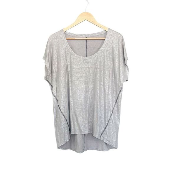 Eileen Fisher Silver T-shirt Size Small Linen - Picture 1 of 5